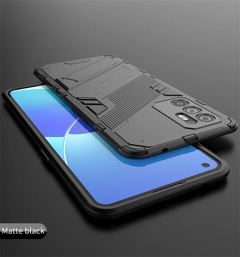 

Для OPPO Reno6 4G чехол Reno6 4G чехол противоударный силиконовый армированный ПК подставка полный защитный бампер для телефона для OPPO Reno6 Pro Plus Z