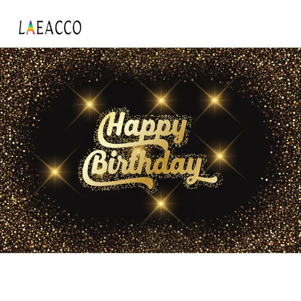 Laeacco Фото фоны темные золотые горошек свет боке День Рождения Вечеринка плакат