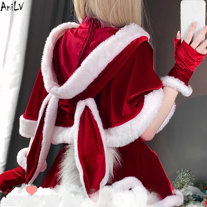 AniLV-capa con capucha de Papá Noel para mujer, disfraz de unide, pijamas con orejas de conejo, Cosplay, 2022