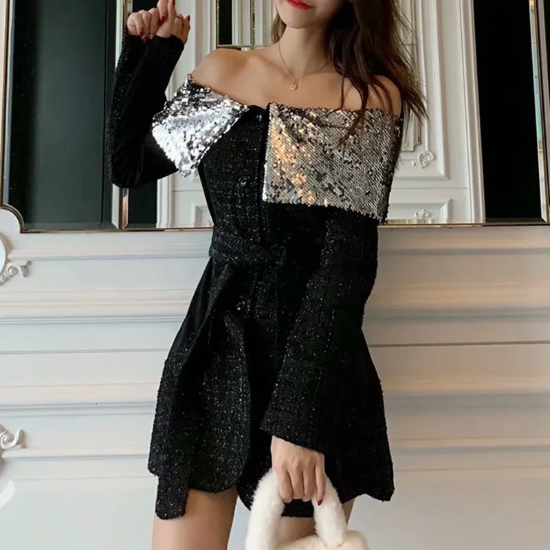 Новая мода подиум 2020 дизайнерское платье женское с вырезом лодочкой и блестками