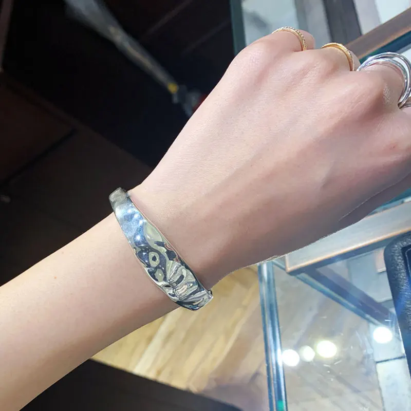 

FMILY Minimalist 925 Sterling Silver Creative Geometric Irregular Bracelet Retro Fashion All-match Jewelry for Girlfriend Gift