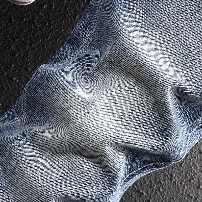 Newly Vintage Fashion Men Jeans High Quality Retro Blue Elastic Slim Fit Plain Jeans Men Classical Simple Designer Denim Pants