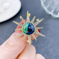 vintage starry starry universe sun pin alloy round geometric brooch for women gift coat accessory