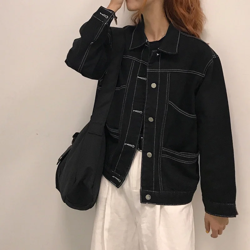 Джинсовое пальто в стиле Харадзюку свободного покроя | Женская одежда