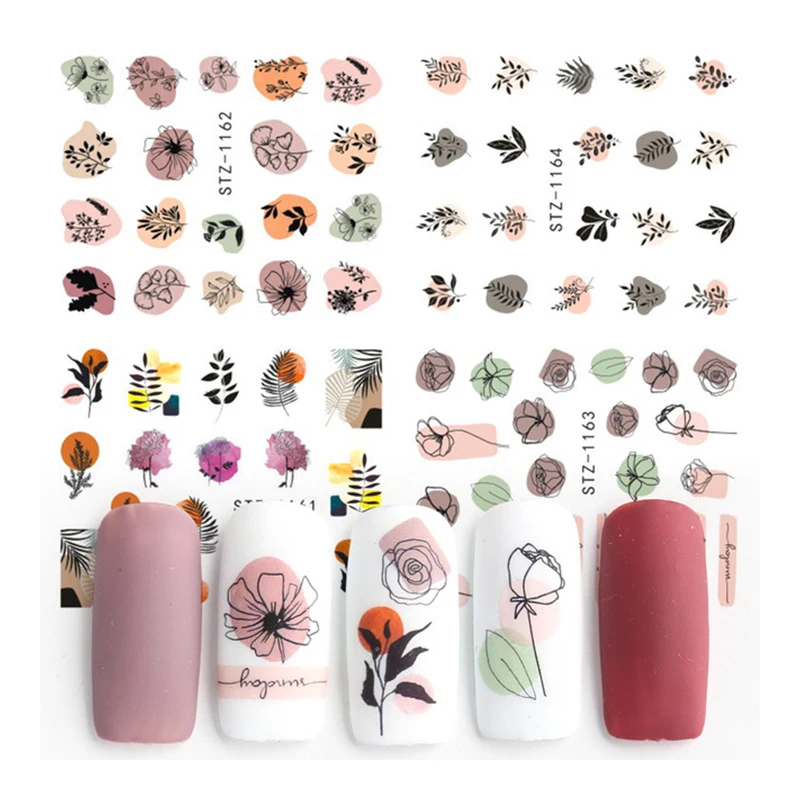 

Nail Stickers Water Transfer Summer Dried Flowers Designs 4Pcs/Set Nail Decal Decoration Tips For Beauty Salons