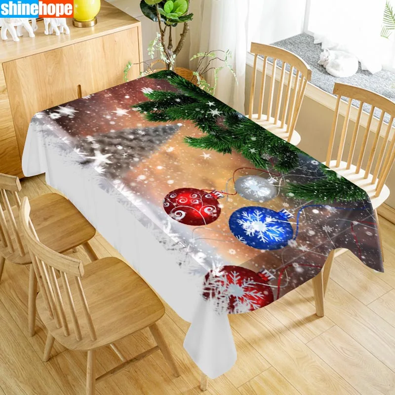 Рождественская Скатерть Оксфорд с принтом водонепроницаемая маслостойкая