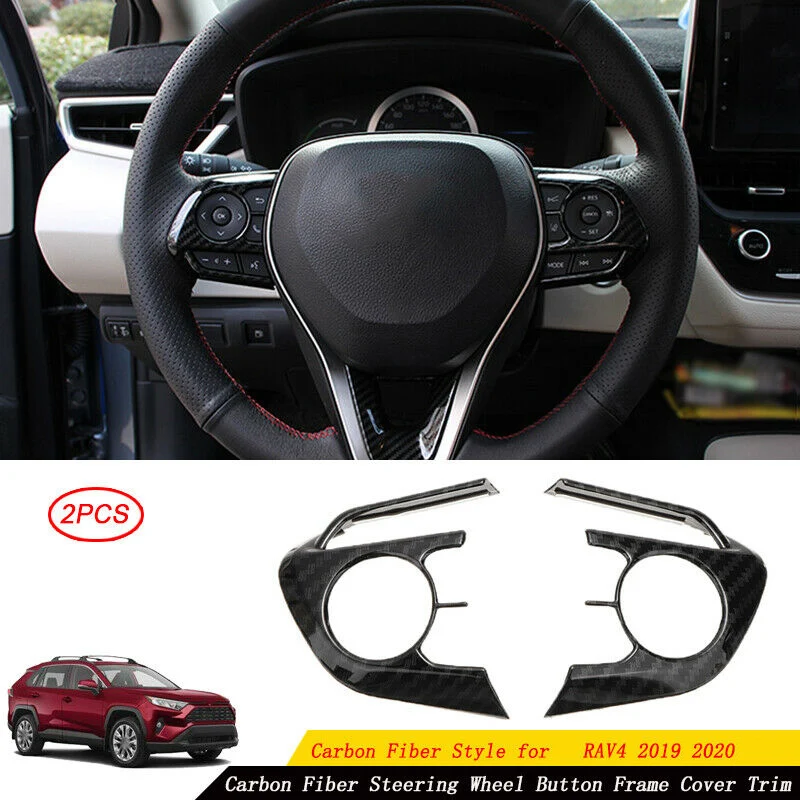 Для Toyota RAV4 2019 2020 кнопки рулевого колеса рамка наклейки накладка из углеродного