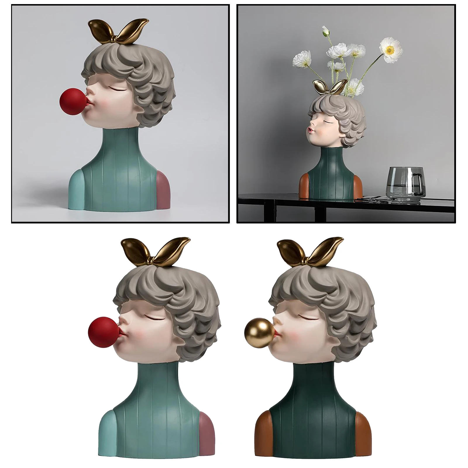 

Resin Flower Vase, Bubble Girls Face Design Style Decorative Modern Flower Pot