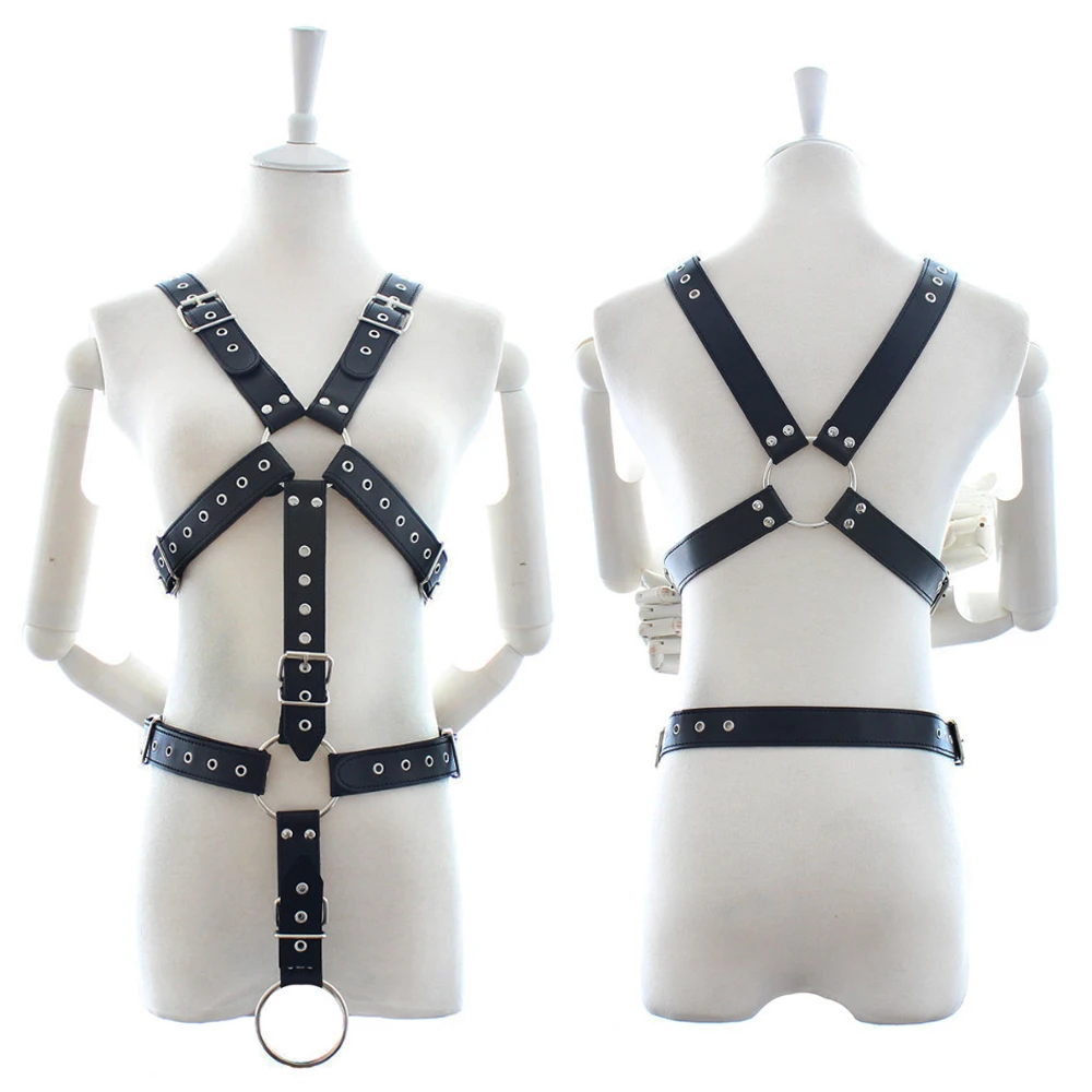 

Adjustable Leather Harness Belt Shoulder Belts Pastel Men's Leather Belt Metal Buckle Waist Body Bondage Toys For Man