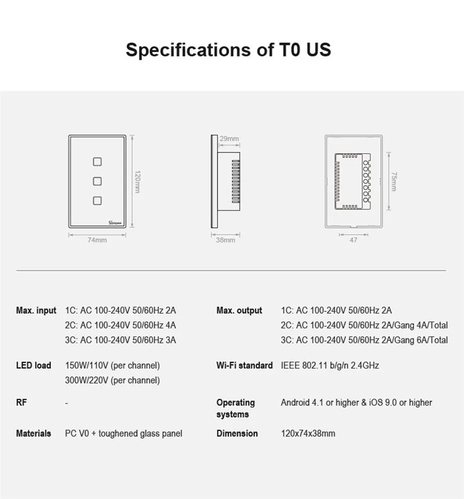 Sonoff WiFi Smart Switch T0 US EU 1 2 3 банда настенная сенсорная панель беспроводной пульт дистанционного управления умный дом контроллер Alexa Google Home