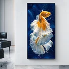 Рыба кои фэн-шуй, Картина на холсте с изображением карпа, пруда лотоса, современные плакаты и принты, Настенная картина для гостиной, домашний декор, Куадрос
