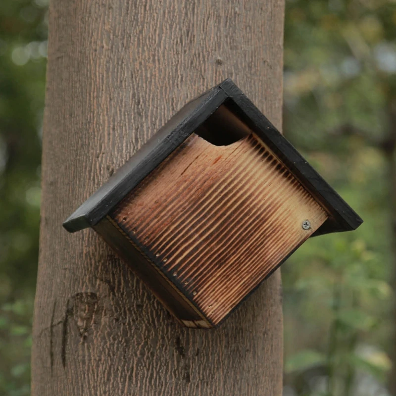 

Wood Bird House Natural Wooden Birdhouse Sleeping Nest for Indoor Outdoor Birds Exquisite Garden Decoration W3JC