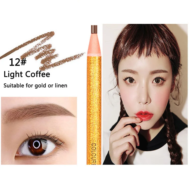 Light Coffee 1 шт. макияж Золотой карандаш для бровей для теней для век, стойкая татуировка бровей, водостойкий макияж бровей, набор косметических инструментов - Цвет: Light Coffee