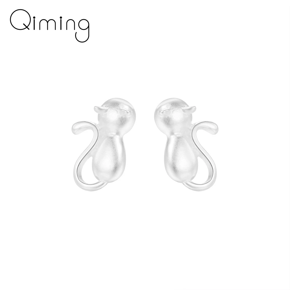 Модные красивые серьги гвоздики кошка с длинным хвостом ручной работы милые