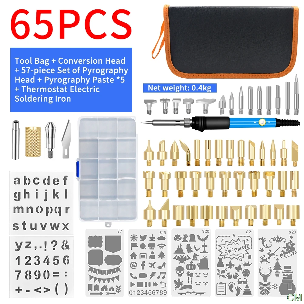

65PCS Wood Burning Pen Electric Soldering Iron Set Welding Repair Tool Set 60W