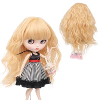 high quality synthetic light orange deep fluffy curly wavy baby doll wigs for bly thepullip doll with 25cm head circumference