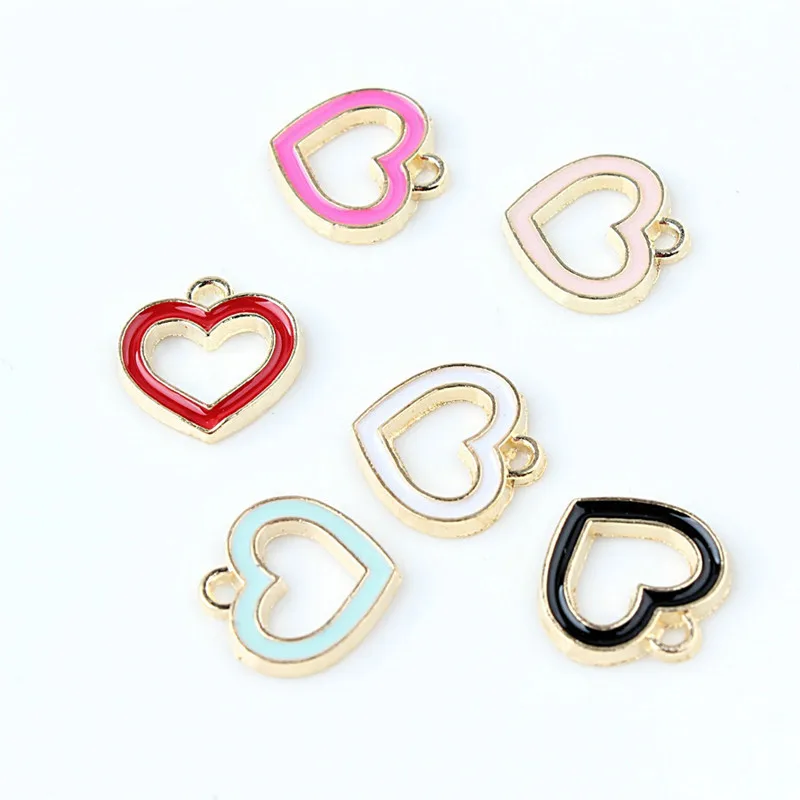 

20pc Valentine's Day Heart Circle Enamel Charms Pendants Hollow Heart Charm for Necklace Earring Pendant Jewelry Supply 14*14mm