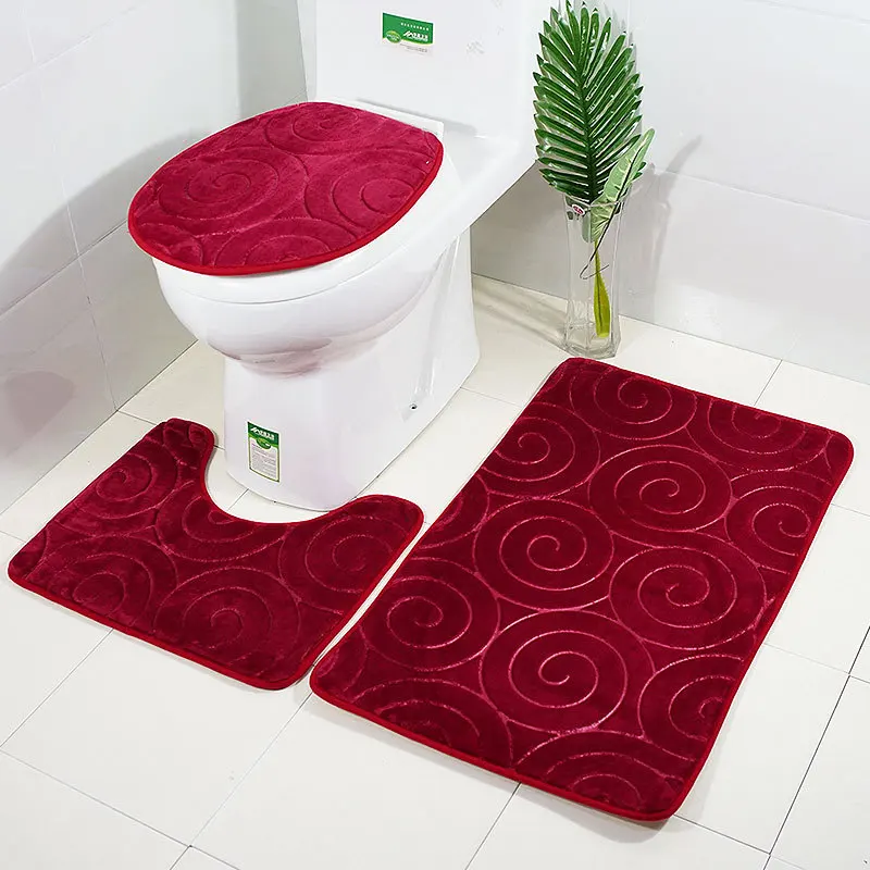 

Zeegle Bathroom Bath Mat Set Toilet Rugs Flannel Anti Slip Shower Carpets Set Home Toilet Lid Cover Shower Room Rug Floor Mats