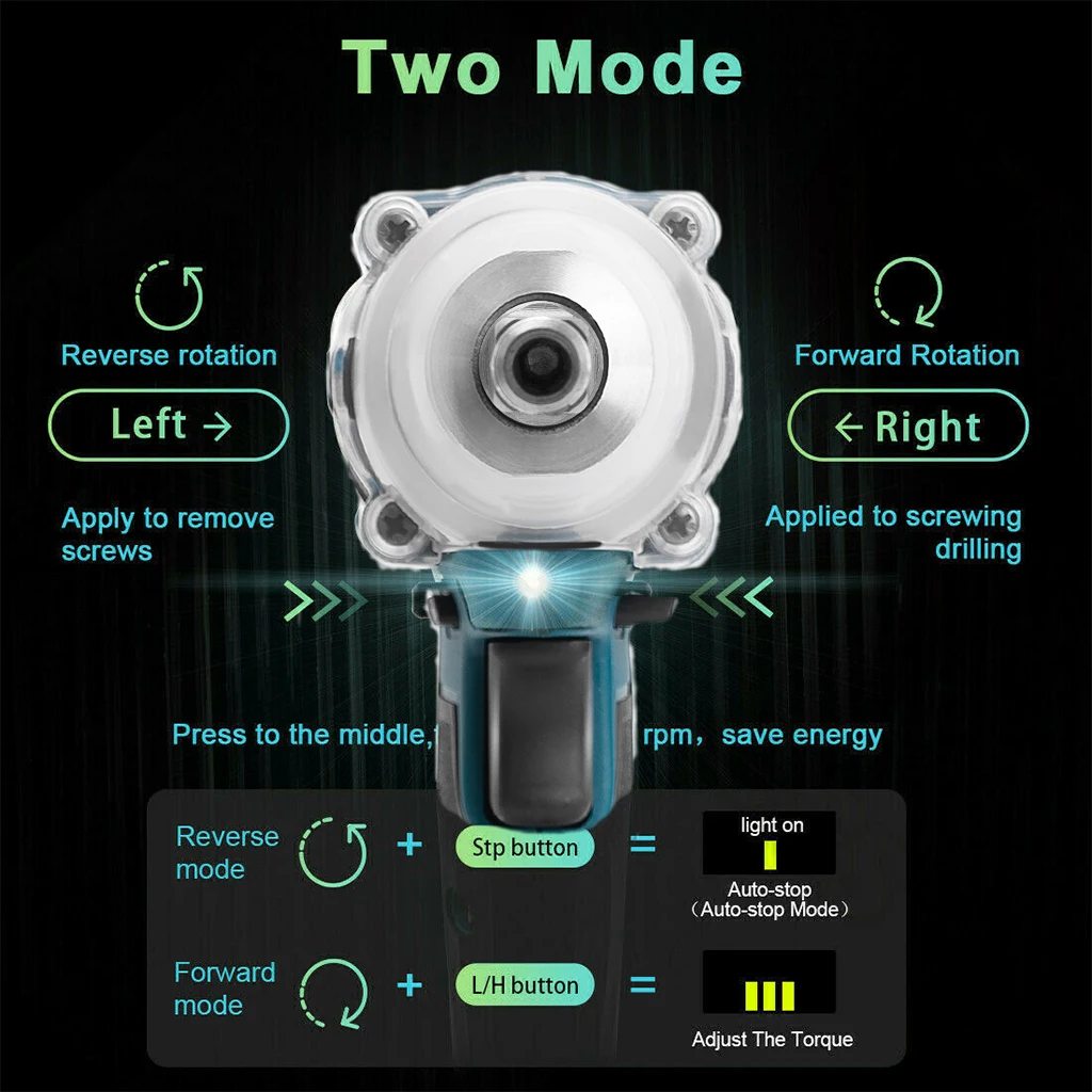 

18V Cordless Electric Wrench 520Nm Rechargeable Brushless Impact Wrench For Makita Battery+Wrench Socket Set+ 4000mAh Battery