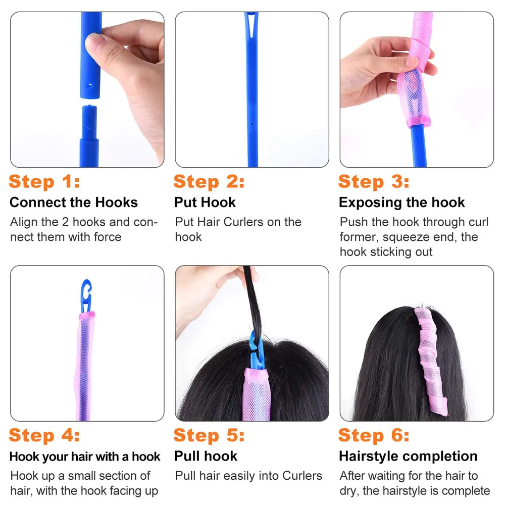 

Magic Hair Curlers Curls Styling Kit, DIY No Heat Hair Curlers for Extra Long Hair up to 22" (55 cm) hair rollers