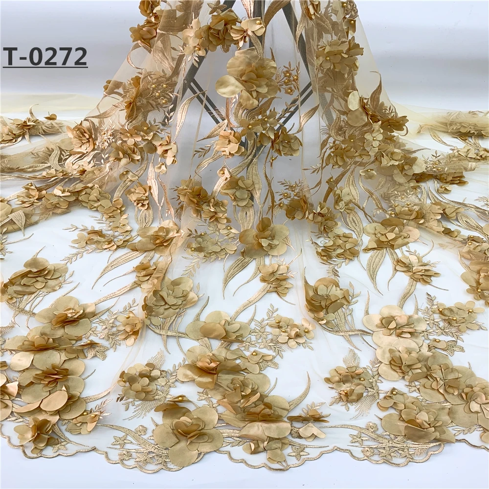 Бисером французский африканский 3d цветок кружева вышитые Ткань 2019 высокое
