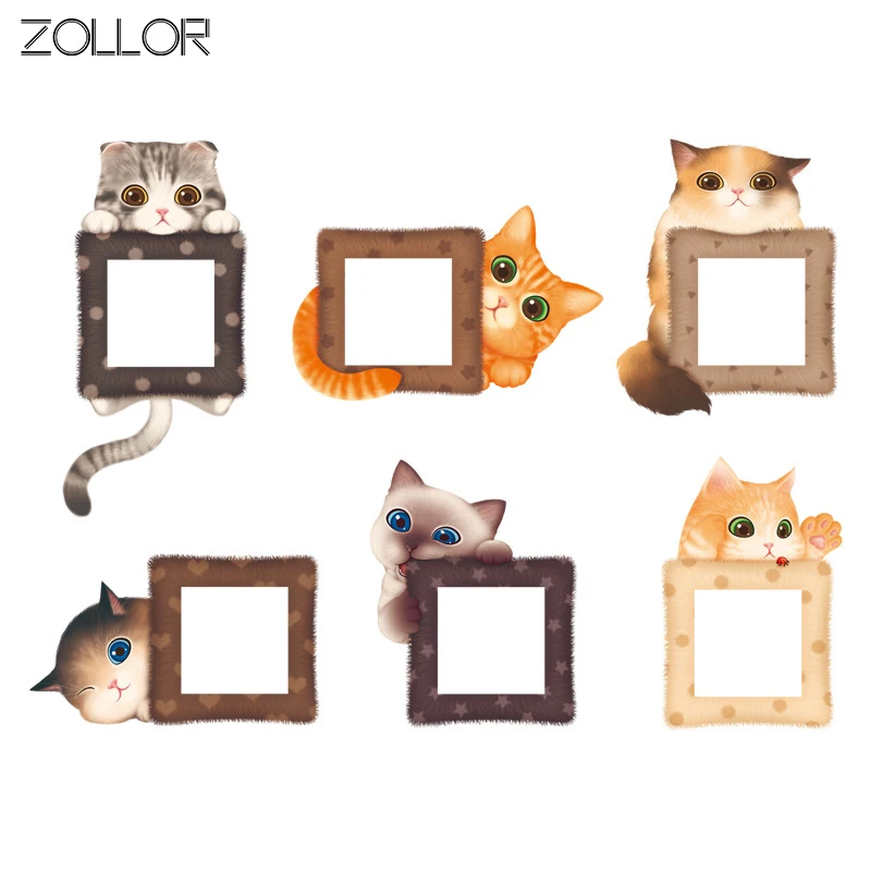 

Zollor 6 шт./компл. наклейка на панель с изображением милых кошек и розеток, Виниловая наклейка, домашняя декоративная наклейка для детской комн...