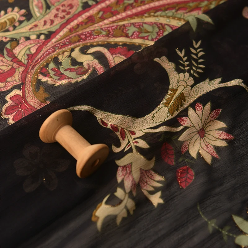 Шифоновый топ с тонкой текстурой в богемном стиле черная бронзовая одежда узором