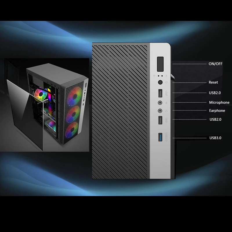 Чехол для компьютера с изображением RGB ATX center tower четыре лампочки диаметром 120 мм