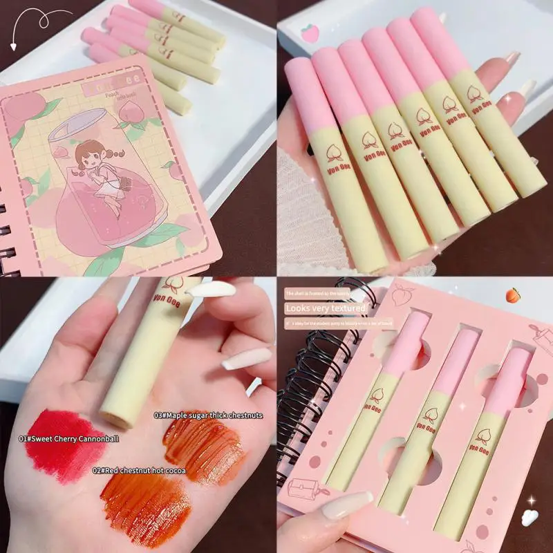 

VONGEE 3PCS/Set Velvet Matte Lip Glaze With Notepad Packing Box Waterproof Moisturizing Lastng Color Lip Gloss Sexy Lip Makeup
