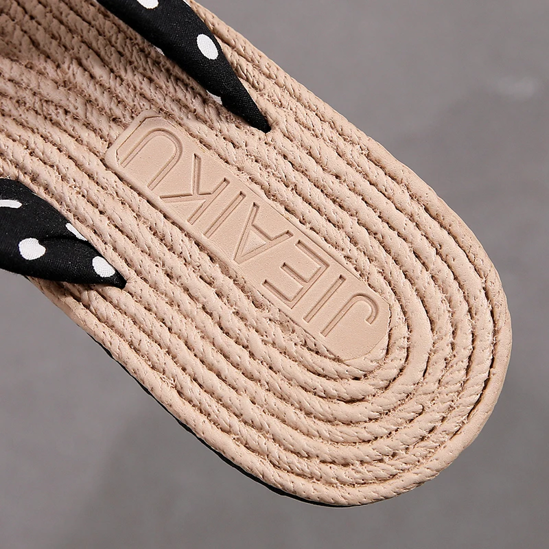 Шлепанцы женские летние пеньковая ткань эспадрильи плоская подошва Тапочки |