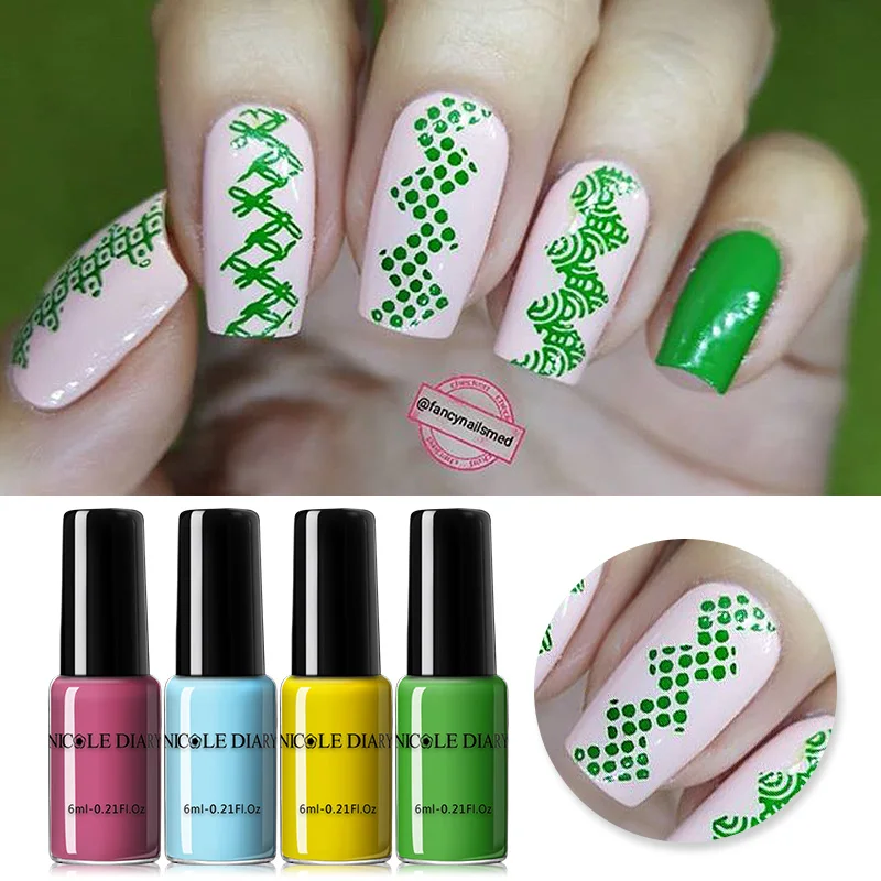 Николь дневник стемпинг ногтей покрытие красочные черный белый цвет нейл арта