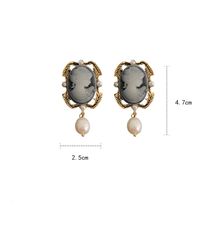 

Retro Baroque palace style Exaggerate Drop Earrings for Women Oil Painting Pearl Earrings Gold Wedding Jewelry Fashion New