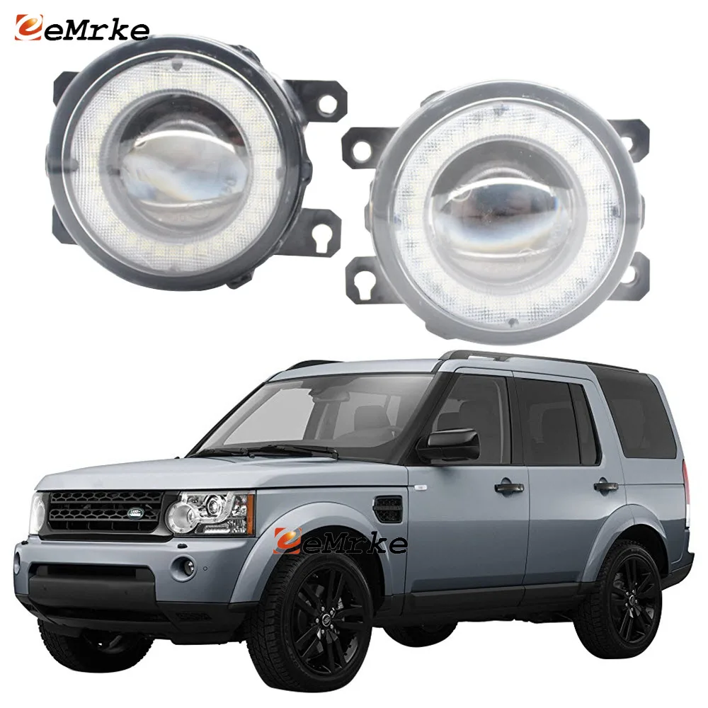 2 Pieces Car Lens LED Fog Lights Angel Eye DRL Daytime Runinng Light Lamp for Land Rover Discovery 4 LR4 L319 2009 2010-2013