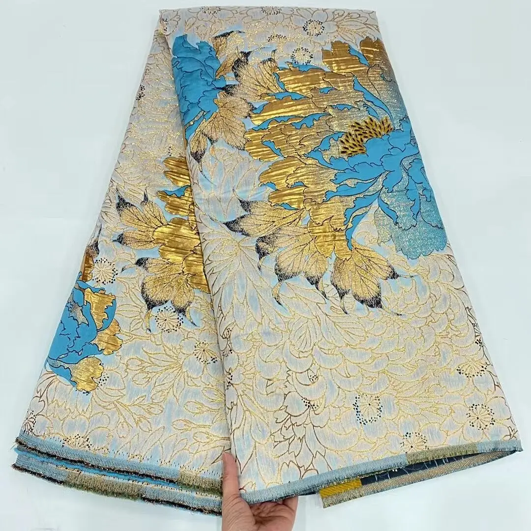 

2021 Африканское парчовое ткань жаккардовая кружевная ткань с цветочным рисунком, нигерийский женский дамасский материал, Африканское плать...