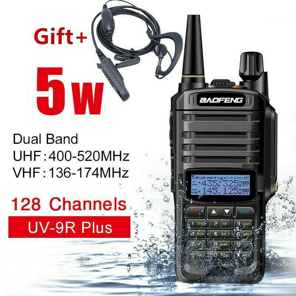 Портативная рация Baofeng UV 9R Plus 5 Вт диапазон 10 км VHF UHF Двухдиапазонная ручная IP67