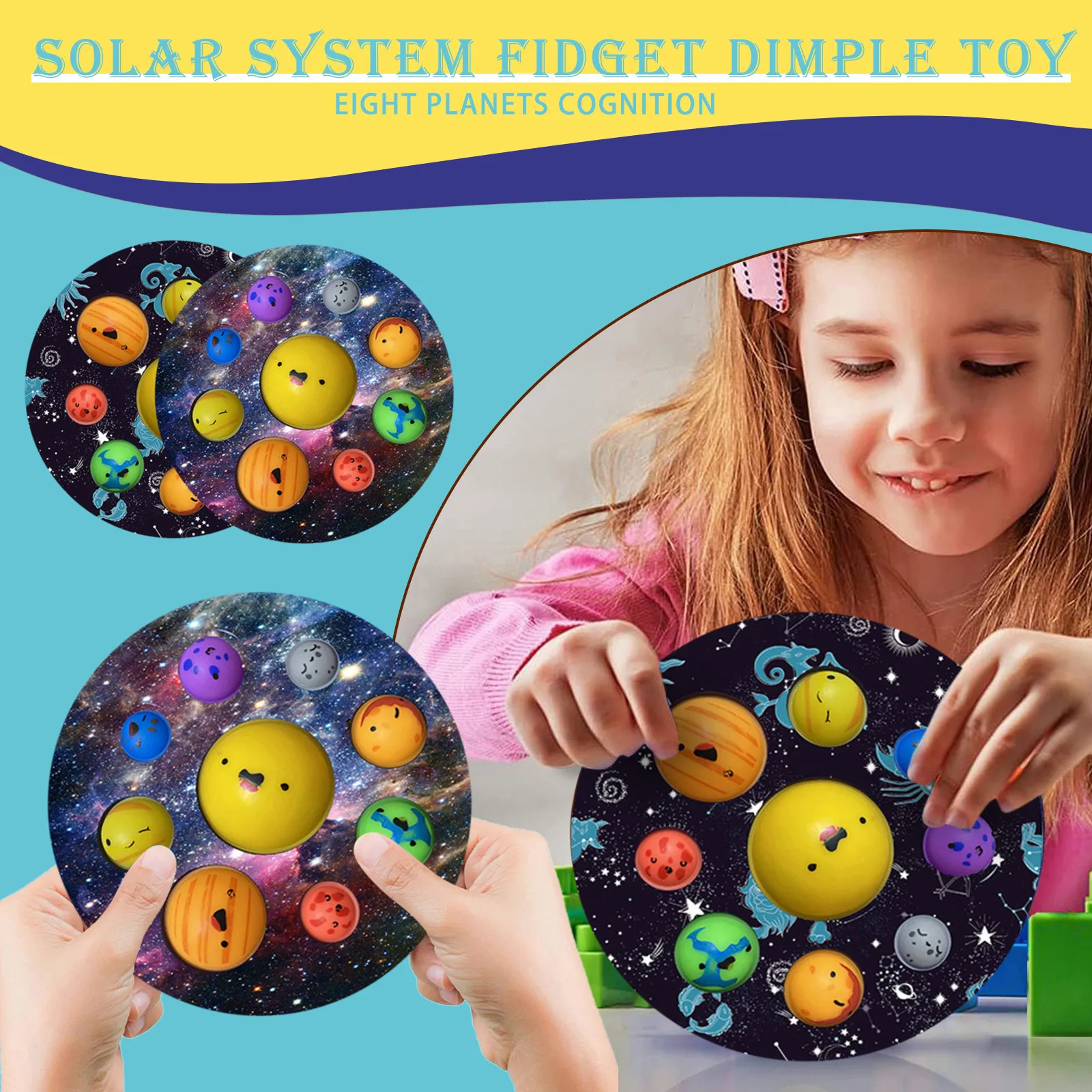 

Solar System Decompression Dimple Toys Children Sensory Cognition Silicone Toys Adults Relieve Anxiety Release Stress Toys