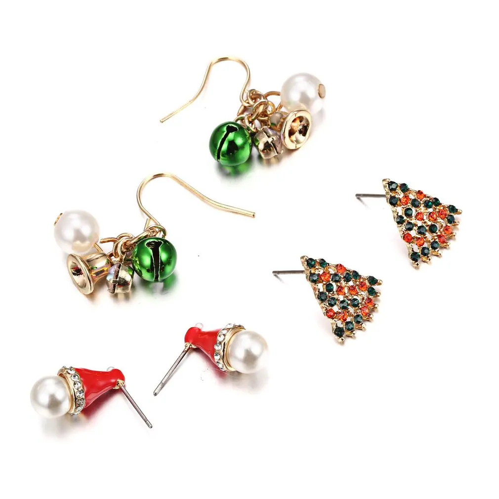 3 шт. милые рождественские серьги-гвоздики набор женские серьги-подвески
