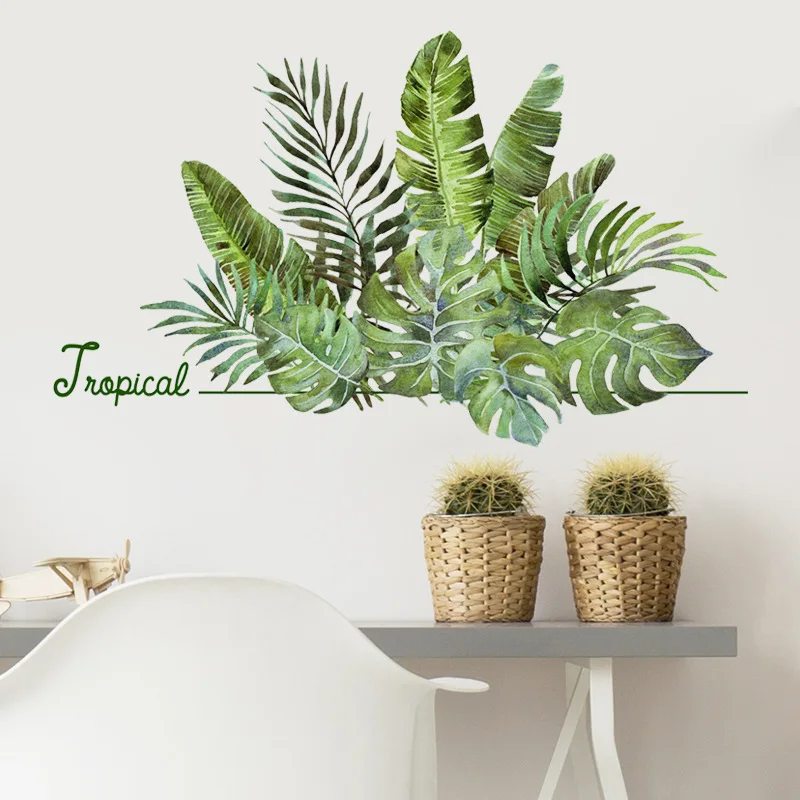 Тропическая зеленая растительность Zollor самоклеящаяся наклейка на стену сделай