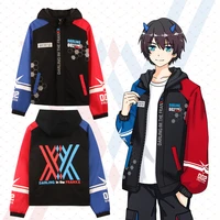 darling in the franxx zero two 02 jacket zipper hoodie long sleeve hooded coat anime tops cosplay costume