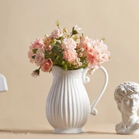 ceramic kettle flower vase pure white flower arrangement milk pot home decor pot bottle country style creativity desktop vase