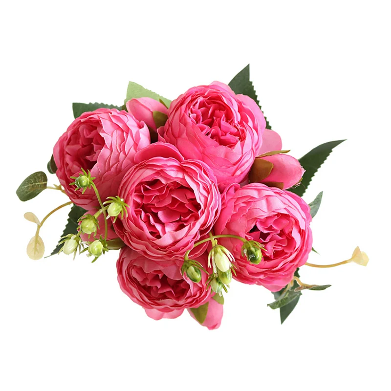 1 букет из 9 розовых шелковых цветов искусственные цветы Осенний Искусственный