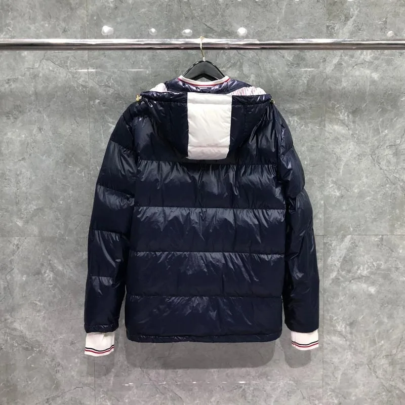 TB THOM Men's Winter Jacket Down Jacket Fashion Brand Coat Solid Navy Down-Filled Matte Nylon Warm Wholesale TB Thermal Jackets