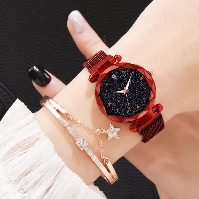 Женские кварцевые часы со звёздным небом на магнитной застежке|Женские наручные