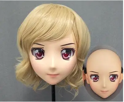 

(DM149) Female Sweet Girl Resin Half Head Kigurumi Mask With BJD Eyes Cosplay Japanese Anime Role Lolita Mask Crossdress Doll