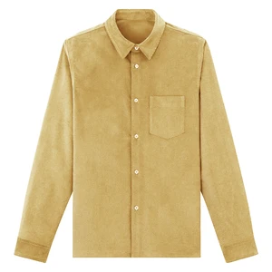 Рубашка мужская Вельветовая с длинным рукавом, теплая удобная повседневная приталенная, из хлопка, верблюжьего цвета, на заказ