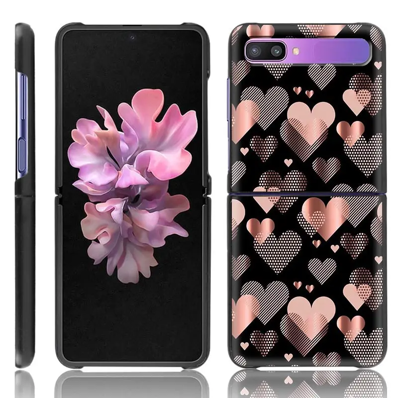 black hard phone case for samsung galaxy z flip cover for zflip 5g luxury back capa thin fundas bag animal cute love heart free global shipping