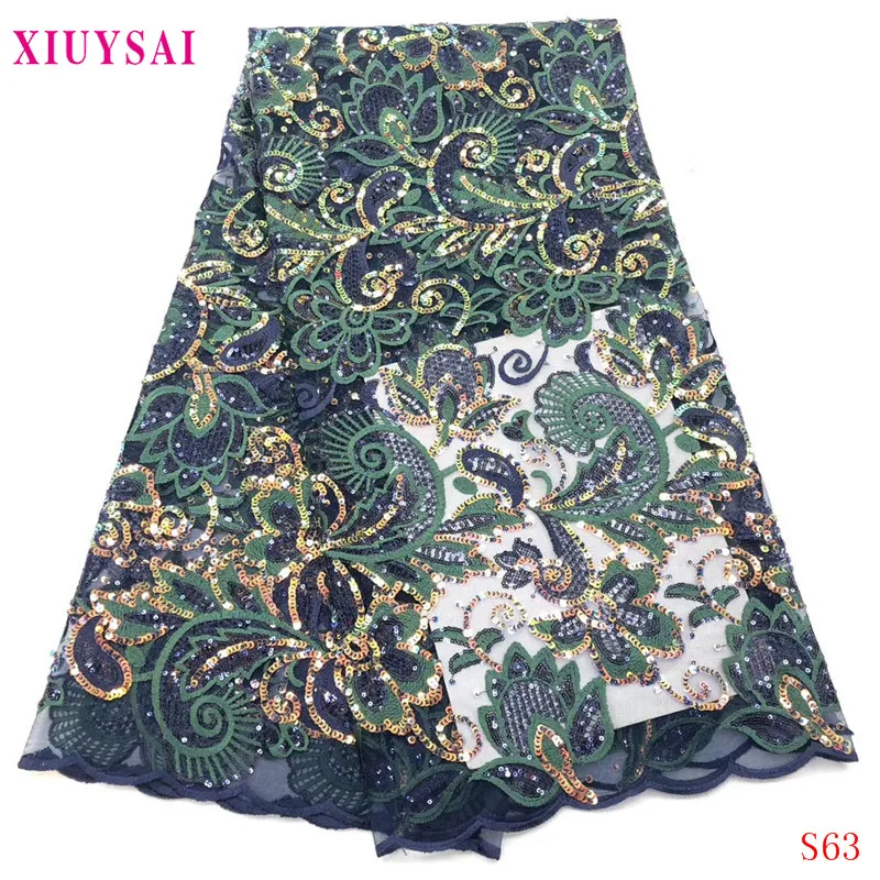 XIUYSAI бирюзовые новейшие Африканские кружева 2019 вышитые нигерийские ткань