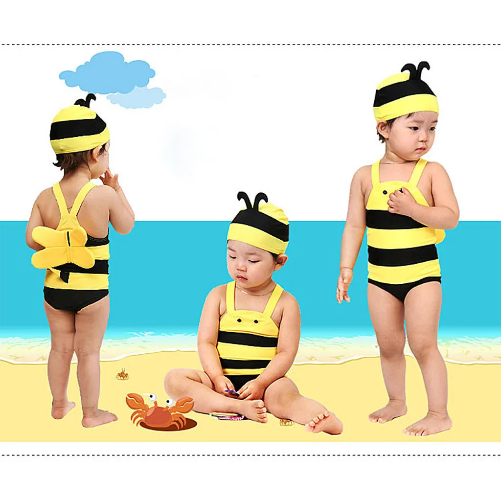 Cute Little Bee Baby Boys Girls Swimwear New Arrivals Funny Cartoon One-piece Children Bathing Swimsuits Gifts | Мать и ребенок