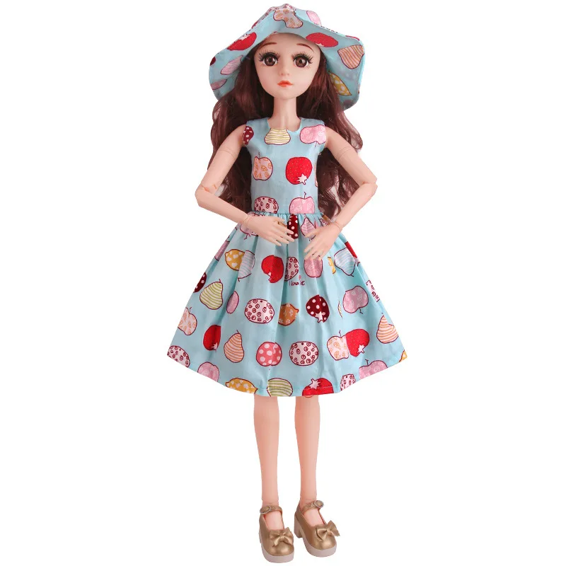 New Hot 60cm Doll Clothes BJD Dress Up Three-point Joint Doll Printed Dress  18 Inch Doll Clothes  Elf on Shelf
