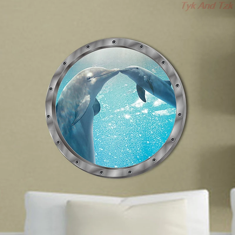 

1PC Underwater Fish Wall Stickers Waterproof Dolphin Turtle Sticker for Washing Machine Decoration for Bathroom Decals PVC
